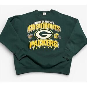 Vintage 90s Green Bay Packers Super Bowl Champions Crewneck Sweatshirt L USA